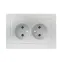 Валенсия лицевая панель розетка 2-местной б/з 10А сталь с защ. штор.