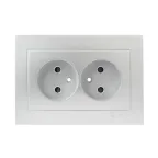 Валенсия лицевая панель розетка 2-местной б/з 10А сталь с защ. штор.