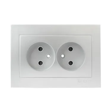 Валенсия лицевая панель розетка 2-местной б/з 10А сталь с защ. штор.