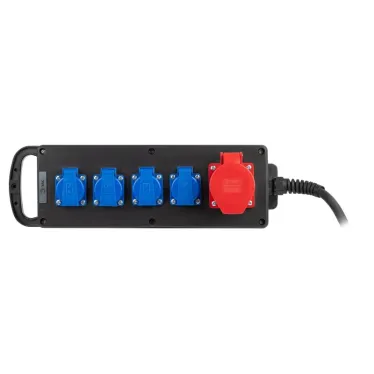 Удлинитель силовой IND380-U-5e-5x2,5-10m-IP44 380В на каучуковой колодке 5 розеток 1xCEE 5P/4xSCHUKO 10м КГ 5x2,5