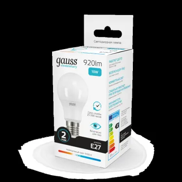 Лампа светодиодная LED 10 Вт 920 лм 4100К А60 груша нейтральный E27 AC 220В Elementary Gauss