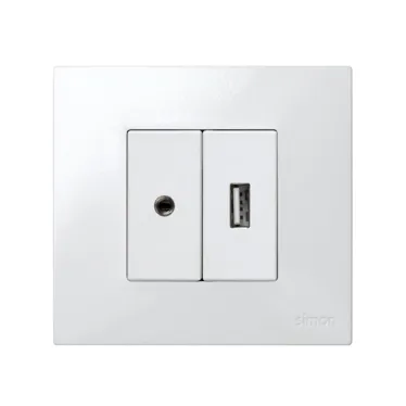 Разъем для наушников 3.5 мм mini-jack, узкий, винты, S27 белый