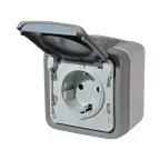 Розетка 2К+3 - немецкий стандарт - с винтовыми зажимами - Программа Plexo - серый - 16 A - 250 В