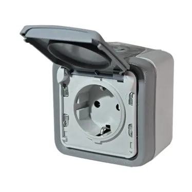 Розетка 2К+3 - немецкий стандарт - с винтовыми зажимами - Программа Plexo - серый - 16 A - 250 В