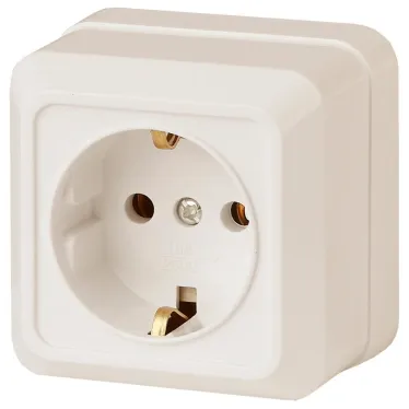 Розетка Intro Quadro 2-202-02 с заземлением 2P+E Schuko, 16А-250В, IP20, ОУ, слоновая кость