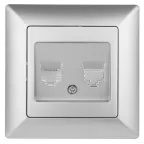 Розетка телефонная RJ11, СУ, Solo, алюминий 4-302-03 Intro