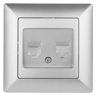 Розетка телефонная RJ11, СУ, Solo, алюминий 4-302-03 Intro