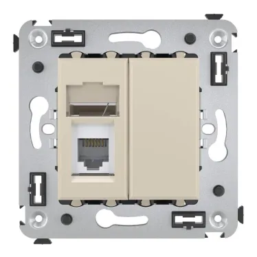 Avanti Телефонная розетка RJ-12 в стену одинарная, , Ванильная дымка