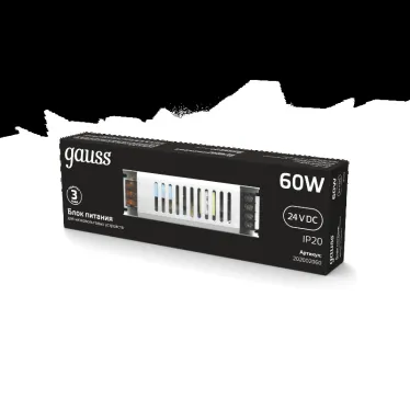 Блок питания для светодиодной ленты 60 Вт AC 100-264В Uвых 24В IP20 171х53х20мм ультратонкий Black Gauss