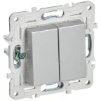 SKANDY Выключатель 2-клавишный проходной 10А SK-V05S серебряный IEK