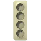 Розетка открытой установки BLANCA четырехпостовая с заземлением со шторками, с изолирующей пластиной, 16А, 250В, бежевый