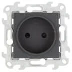 Розетка 2К с защитными шторками, графит