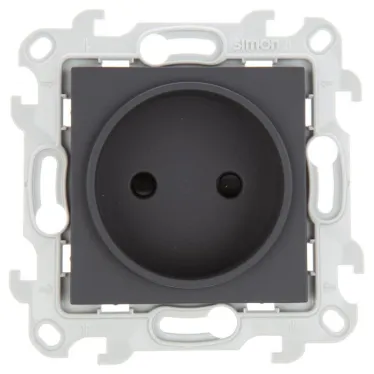 Розетка 2К с защитными шторками, графит