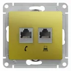 GLOSSA Розетка двойная RJ11+RJ45 категория 5E механизм фисташковый