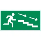 пиктограмма "ПО ЛЕСТНИЦЕ ВНИЗ ВПРАВО" 400х200мм для аварийно-эвакуационного светильника Vault | V5-EM03-60.013.037 | VARTON