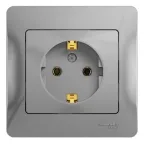 GLOSSA Розетка с заземлением в сборе алюминий
