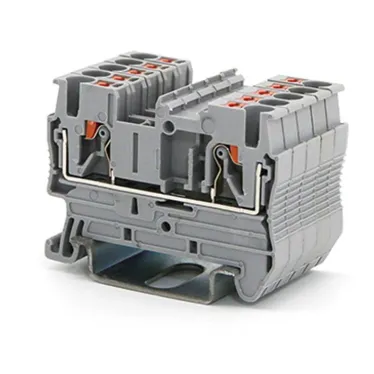 Клемма проходная, зажим push-in, 2 точки подключения, 2.5 кв.мм, серая