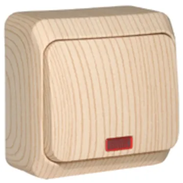 ЭТЮД Выключатель одноклавишный наружный с подсветкой сосна сх.1