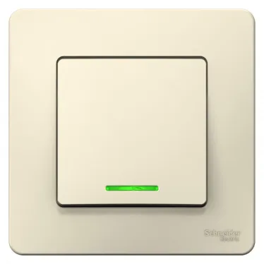 Переклюачтель одноклавишный BLANCA скрытой установки (cх.6) с подстветкой, 10а, 250В, молочный
