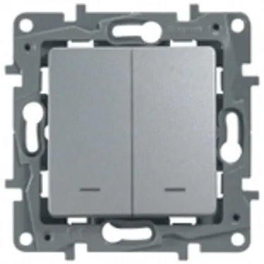 ETIKA Выключатель двухклавишный с подсветкой/индикацией автоматические клеммы 10 AX 250