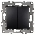 Выключатель двойной, 10АХ-250В, б.л., Эра12, антрацит,12-1004-05