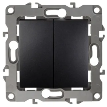 Выключатель двойной, 10АХ-250В, б.л., Эра12, антрацит,12-1004-05