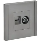 FORTE@PIANO Розетка двойная TV+RJ45 кат.6 FP537 сталь IEK