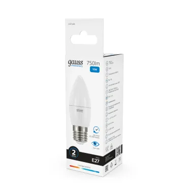 Лампа светодиодная Elementary Свеча 10W 750lm 6500K E27 LED 1/10/100 | 30230 | Gauss