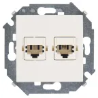 15 Розетка телефонная двойная RJ11 винтовой зажим слоновая кость