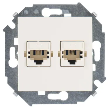 15 Розетка телефонная двойная RJ11 винтовой зажим слоновая кость