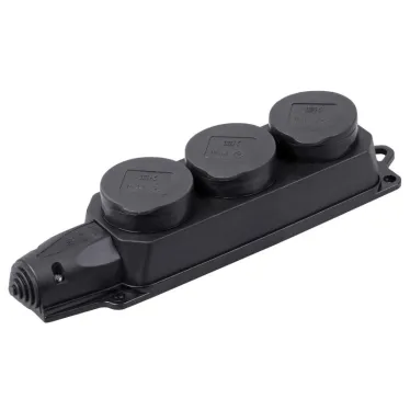 ОМЕГА Розетка каучук тройная с защитными крышками IP44