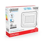 Прожектор светодиодный Gauss Elementary 150W 12750lm IP65 6500К ПРОМО G2 черный  | 613100150P | Gauss