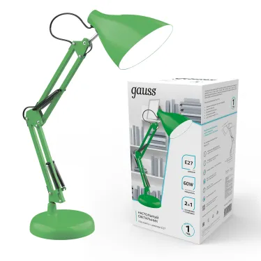 Светильник настольный GTL003 60W 220-240V E27 зеленый струбцина и основание 1/12 | GT0033 | Gauss