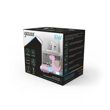 Светильник настольный Qplus GTL701 6W 330lm 2700-6000K 5V Li-ion 1200mA розовый детский диммируемый LED 1/10/30 | GT7014 | Gauss