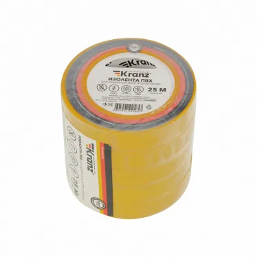 Изолента ПВХ 0.13х15 мм, 25 м, желтая | KR-09-2102 | Kranz