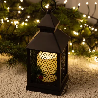 Светильник  ERANY-DF02 новогодний светодиодный Сочельник черный 3*AАA 10*10*23 см | Б0060488 | ЭРА