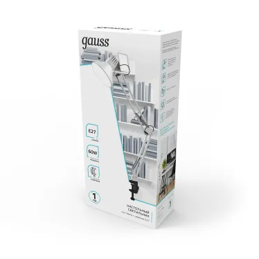 Светильник настольный GTL001 60W 220-240V E27 белый струбцина 1/16 | GT0011 | Gauss