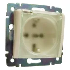 VALENA Розетка с заземлением со шторками с крышкой в рамку слоновая кость