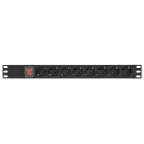 Блок розеток PDU TERACOM PRO 19'' 1U 10А/250В 8 розеток Schuko с выключателем без шнура питания входной разъем C14 корпус алюминий черный