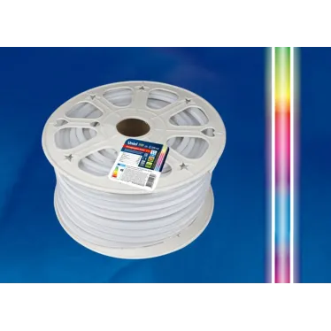 Светодиодная гибкая герметичная лента. NEON. Бобина 50 м. RGB. ULS-N22-5050-80LED/m-8mm-IP67-220V-10W/m-50M-RGB TM .
