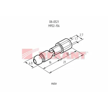 Разъем штекерный изолир штекер 4 мм 1.5-2.5 кв мм (РШи-п 2.5-4 РШИп 2-5-4) синий, REXANT