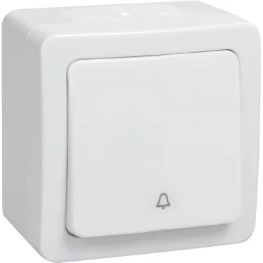 Гермес PLUS Выключатель одноклавишный кнопочный наружный белый IP54