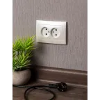 Валенсия лицевая панель розетка 2-местной б/з 10А жемчуг с защ. штор.