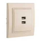 Розетка Минск USB 2-местная СП 2,1А бежевая