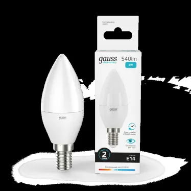 Лампа светодиодная LED 8 Вт 540 лм 4100К свеча нейтральный E14 AC 220В Elementary Gauss