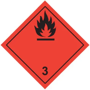 Знак для маркировки опасных грузов ''Кл.3'' 250х250 мм, пленка самоклеящаяся ГОСТ 19433-88