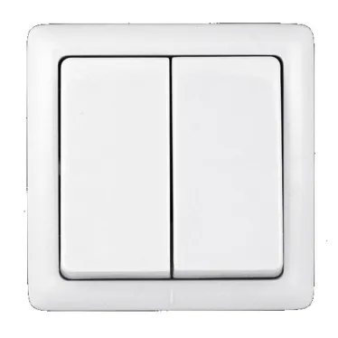 ХИТ Выключатель наружный двухклавишный изоляционная пластина белый