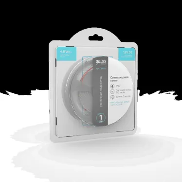 Лента светодиодная LED 2835/60-SMD 4.8 Вт/м 312 лм/м 4000К DC 12В IP20 8мм (блистер 3м) Basic Gauss