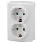 Розетка 2х2P+E Schuko со шторками, 16A-250В, ОУ, Эра Эксперт, Al+Cu, белый, 11А-2206-01