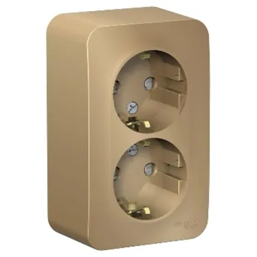 Розетка BLANCA наружная двойная, с заземлением, со шторками, с изолирующей пластиной, 16А, 250В, титан